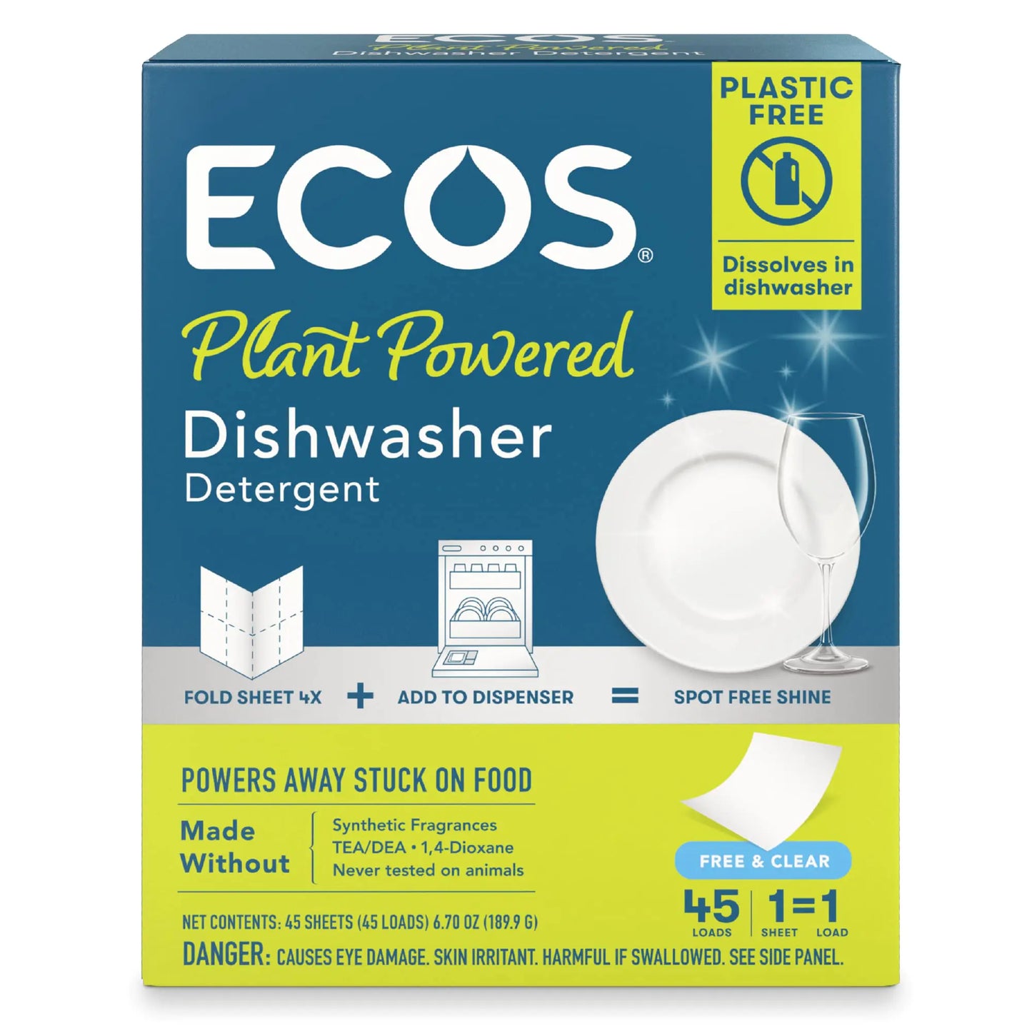 ECOS Dishwasher Detergent Sheets With Rinse Aid Plastic-Free
